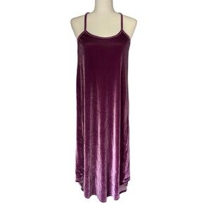 Chaser Velvet Midi Dress Hi Lo Stretch Slip Dress Purple Medium